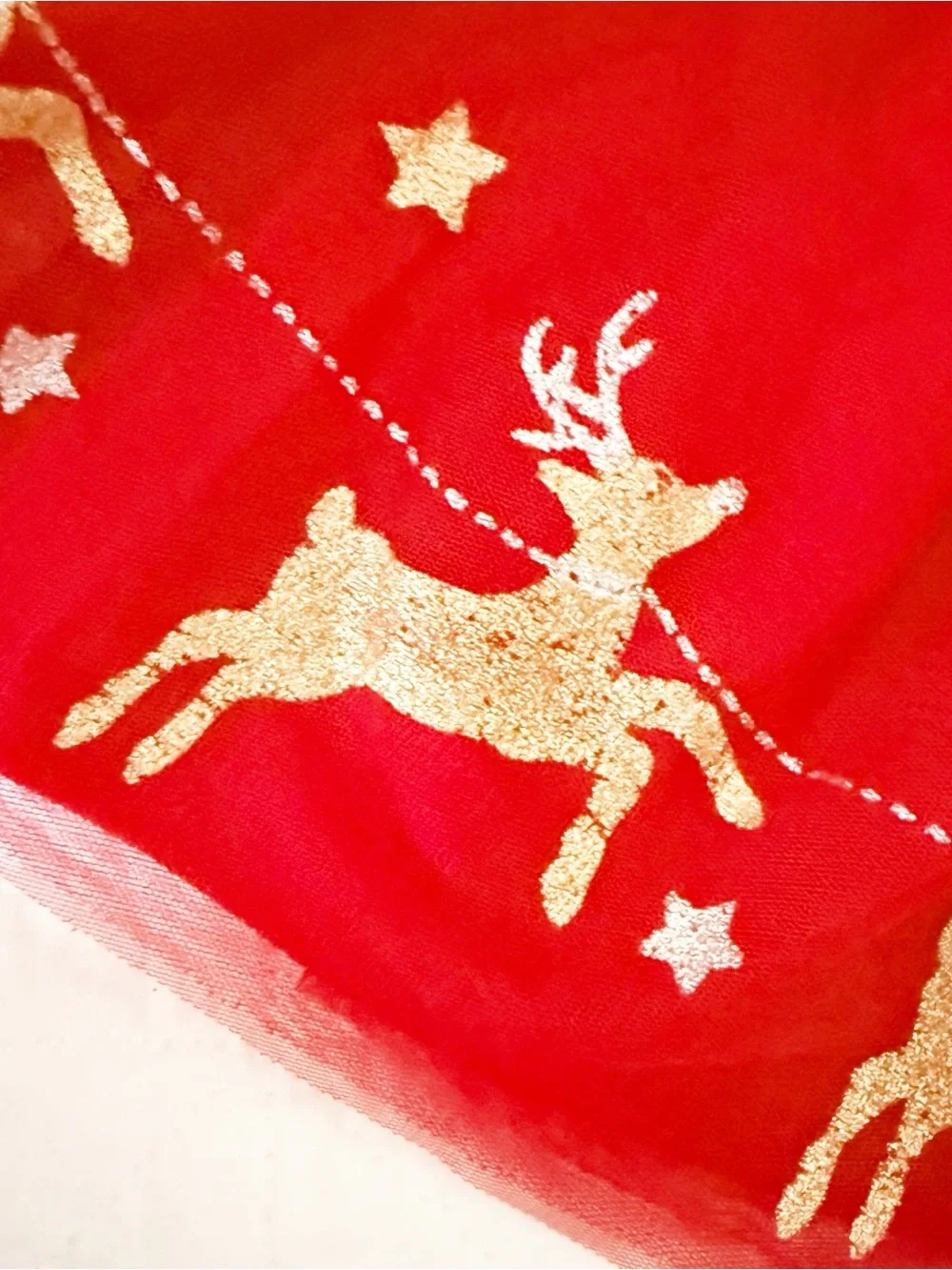 Zunie Kids 2T Red Tulle Reindeer Party Dress with Gold Trim